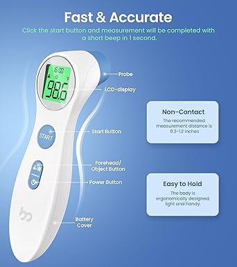 Forehead Thermometer for Adults and Kids, Digital Touchless Thermometer for Baby, Infants and Toddlers, 3 Color Fever Alarm, FSA HSA Eligible,1s Fast Accurate Reading, Non Contact