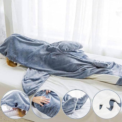 Shark Blanket Hoodie Onesie for Adult  Kid, Wearable Shark Sleeping Bag, Soft Cozy Onesie Costume