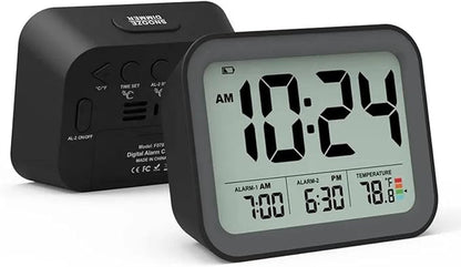 3.86  3inch Snooze Mute Electronic Clock, Black Two-Group Alarm LCD Digital Clock, Home Decoration and Bedroom Alarm Clock