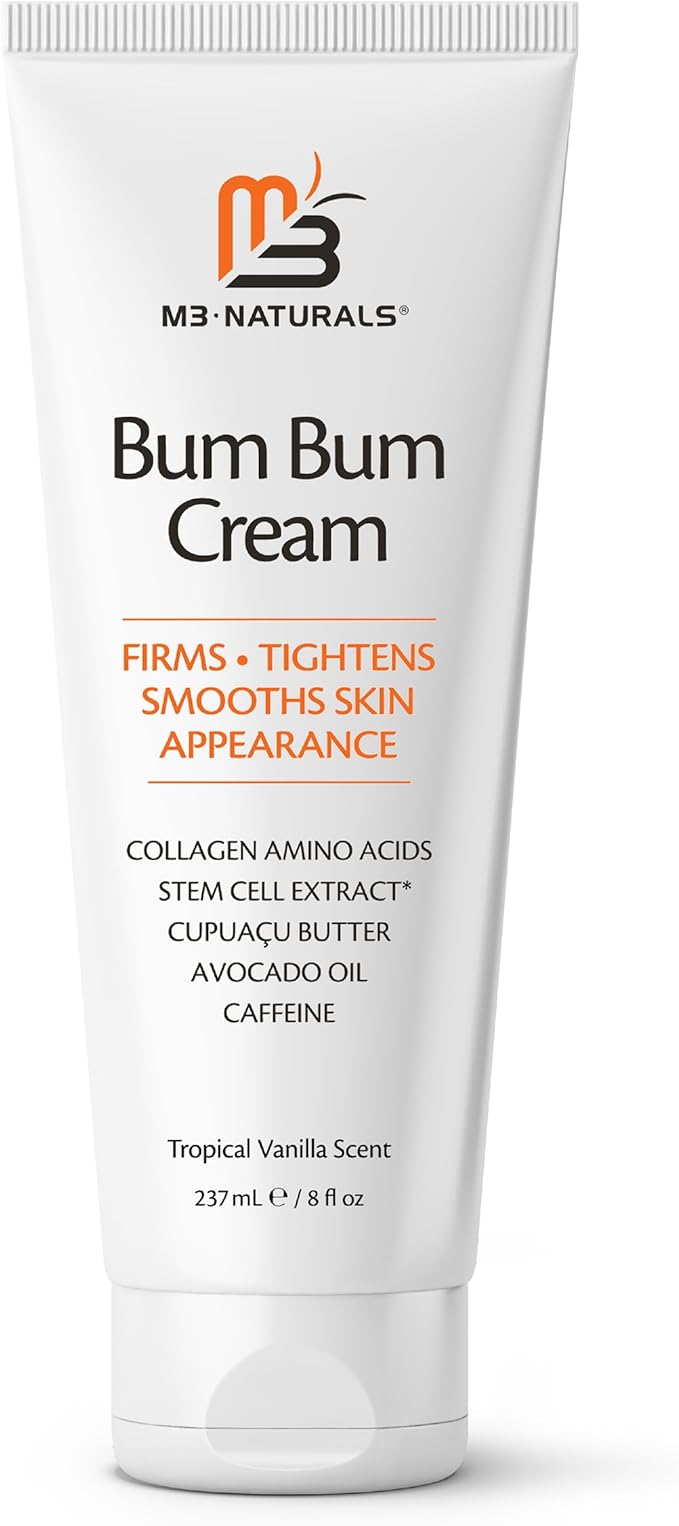 Bum Bum Cream with Lemon Vanilla Scent 2-in-1 Skin Care Cellulite Cream and Massage Lotion - Non-Greasy Skin Tightening Cream for Firm Butt, Belly & Thighs with Cupua?ßu Collagen and Caffeine - 8 Fl Oz