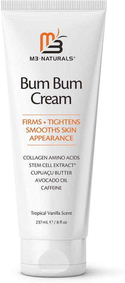 Bum Bum Cream with Lemon Vanilla Scent 2-in-1 Skin Care Cellulite Cream and Massage Lotion - Non-Greasy Skin Tightening Cream for Firm Butt, Belly & Thighs with Cupua?ßu Collagen and Caffeine - 8 Fl Oz