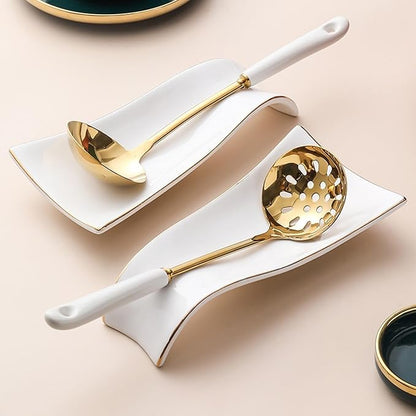 Kitchen Spoon Rest Stainless Steel Spoon Chopsticks Holder Ceramic Spoon Colander Kitchen Utensils Holder Household Tableware Holder
