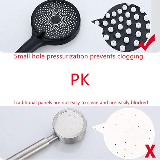3 Mode Shower Head with 13Cm Panel Liquid Silicone Outlet Hole High Pressure Water Saving Adjustable Bathroom Accessories,Silver Set