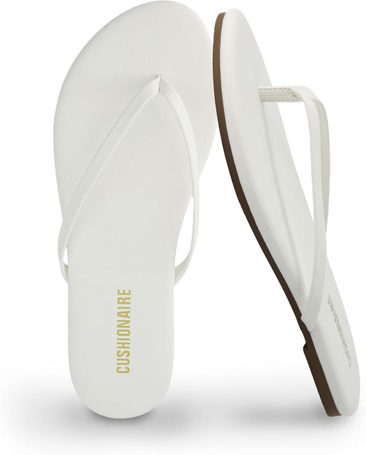 CUSHIONAIRE Cruise Lightweight Womens Flip Flops, Comfortable Beach Sandals for Women with Cushioned Footbed & Flexible Slip On Design