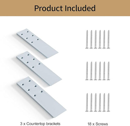 Countertop Support Brackets, 3 Pack 10 Inch Invisible Shelf Corbels for Countertops, White Kitchen Shelf Brackets, 7mm Thick Countertop Brackets for Quartz, Granite, Wood and Concret Countertops