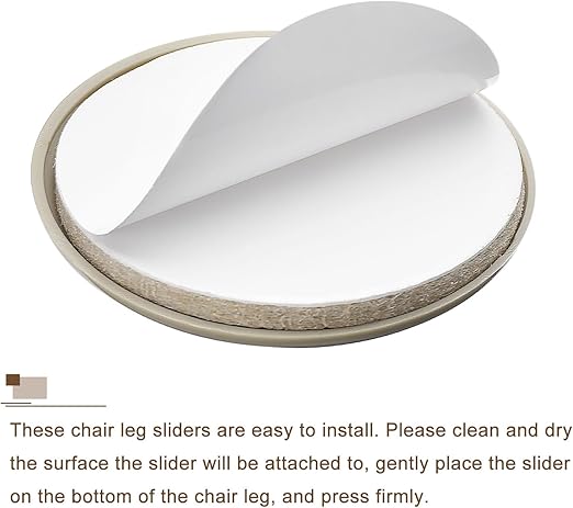uxcell Furniture Sliders, 4Pcs 2 3/4" - Plastic Self-Adhesive Round Sliding Pads, Chair Glides for Carpeted Tile Vinyl Hardwood Floors (Grey)