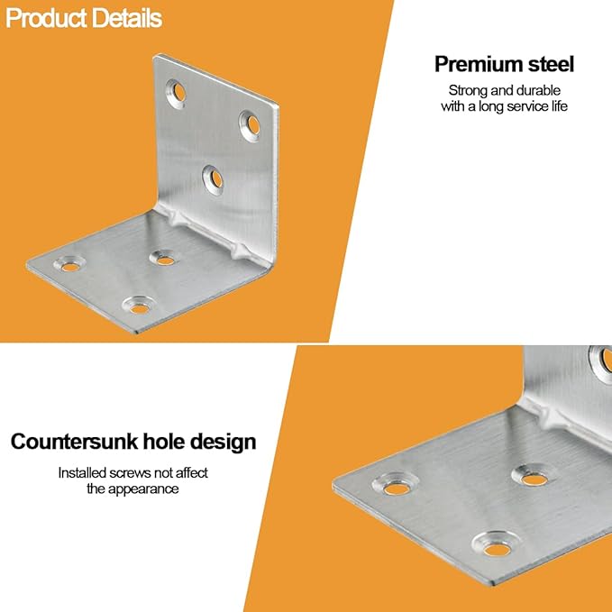 20PCS L Brackets Corner Bracket 2"x2"x2", Heavy Duty Corner Brace for Wood, Right Angle Brackets, 50MM 2Inch Wide 90 Degree Bracket for Wooden Frame Furniture Shelves Chairs