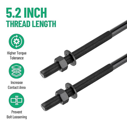 12 inch Square Bend U-Bolt Kits, Heavy Duty Steel Square U-Bolts with 6 inch Tie Plates for Truck Chassis