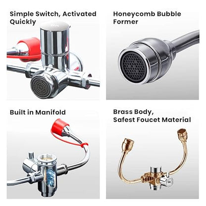 Emergency Eye Wash Station  Faucet Mounted Eyewash Unit for Sink Attachment, First Aid Eye Flush Solution for Lab, Factory, Office, or Home  Includes 4 Adapters