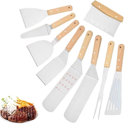 Kitchen Shovel Wooden Handle Pancake Spatula, Stainless Steel Barbecue Tool Set, Cooking Spatula Cooking Spatula Pizza Spatula Kitchen Tool Utensils (Size : 11)