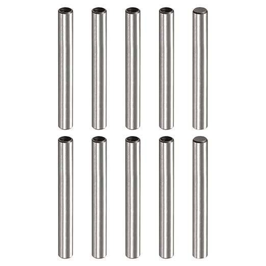 uxcell M3 Internal Thread Dowel Pin 10pcs 5x50mm Chamfering Flat Carbon Steel Cylindrical Pin Bed Bookshelf Metal Devices Industrial Pins