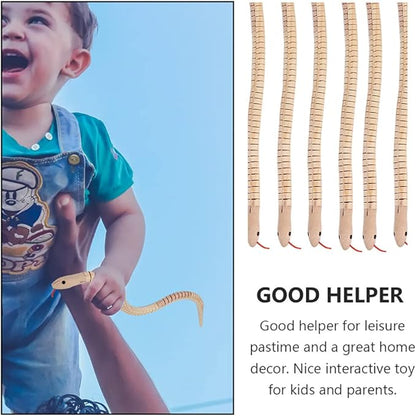 Unfinished Wooden Wiggly Snakes Toy: Jointed Flexible Wood Snake to Paint 6pcs Blank Animal Model for DIY Arts Crafts Birthday Party Favors