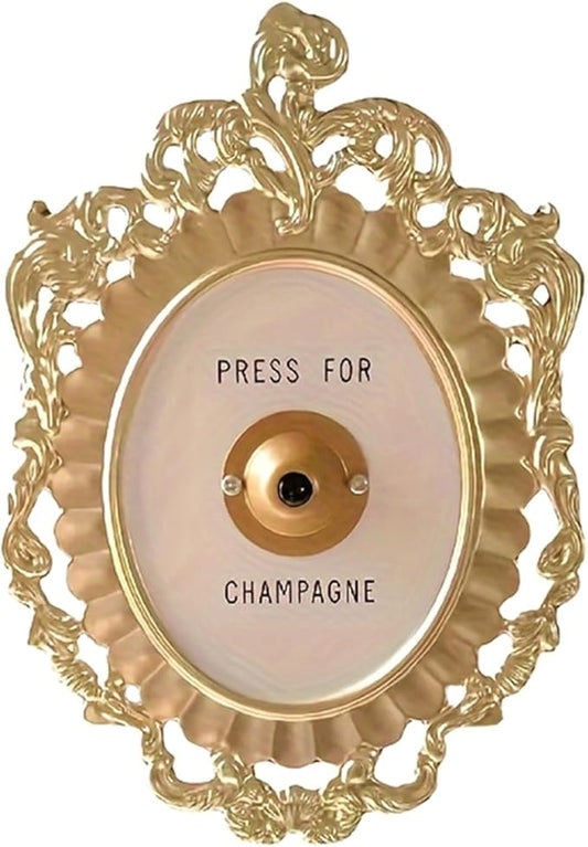 YAMSLAM Press for Champagne Door Ring Bell, Press for Vintage Button, French Elegant Doorbell, Champagne Themed Decor, for Party Home Bedroom Hotel