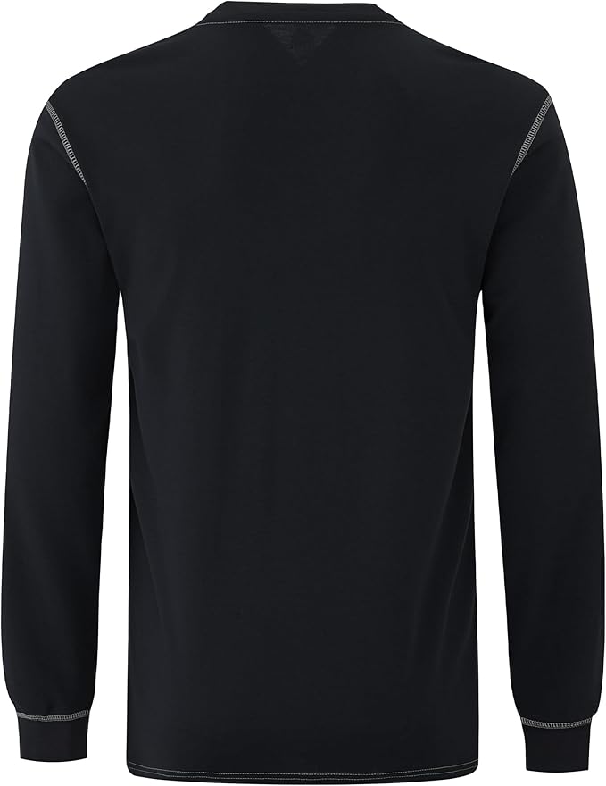 WORKWEYA FR Shirts for Men 6.5 oz Flame Resistant Long Sleeve Henley Shirt NFPA 2112/CAT2