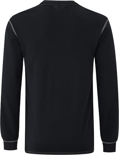 WORKWEYA FR Shirts for Men 6.5 oz Flame Resistant Long Sleeve Henley Shirt NFPA 2112/CAT2