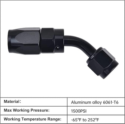 EVIL ENERGY 6AN Hose End Fitting 45 Degree Swivel for CPE Braided Hose Black