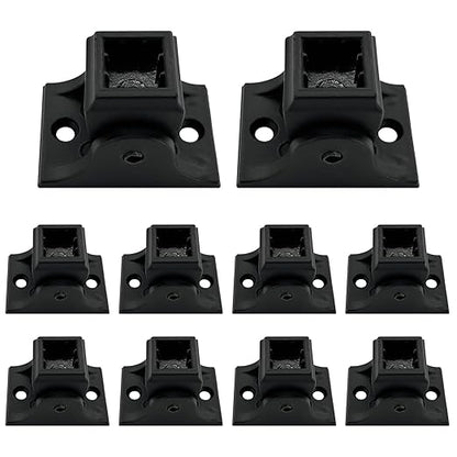 Wrought Iron Baluster Swivel Shoes -10 Pack - Aluminum Adjustable Railing Shoes for Staircase Interior with Screws for 12 Inch Square Balusters - Metal Staircase Spindle Shoes - Satin Black