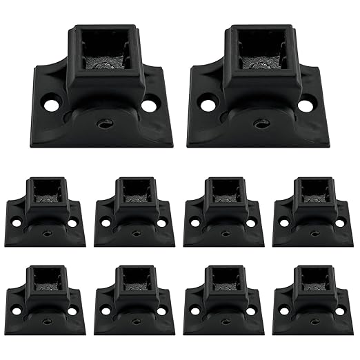Wrought Iron Baluster Swivel Shoes -10 Pack - Aluminum Adjustable Railing Shoes for Staircase Interior with Screws for 12 Inch Square Balusters - Metal Staircase Spindle Shoes - Satin Black