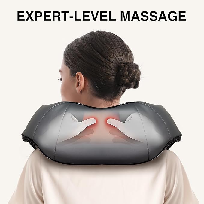 Shiatsu Neck and Back Massager with Soothing Heat, Electric Deep Tissue 3D Kneading Massage for Shoulder, Leg, Body Muscle Pain Relief, Home, Office, and Car FSA HSA Eligible