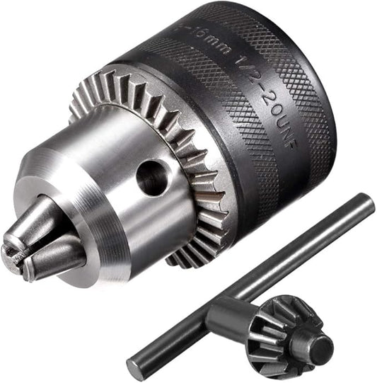 uxcell Drill Chucks, 1/2-20UNF Threaded 3-16mm Capacity with Chuck Key for Electric Impact Corded Cordless Drill
