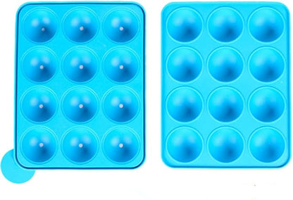 Silicone Bake Molds 12 Hole Silicone Cake Pop Mold Ball Shaped Die Mold Silicone Lollipop Chocolate Cake Ice Tray Stick Tool 1Set
