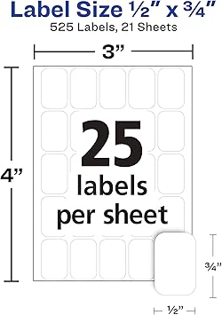 Avery Multi-Use Removable Labels, 12" x 34", White, Non-Printable, 525 Blank Labels Total (6737)
