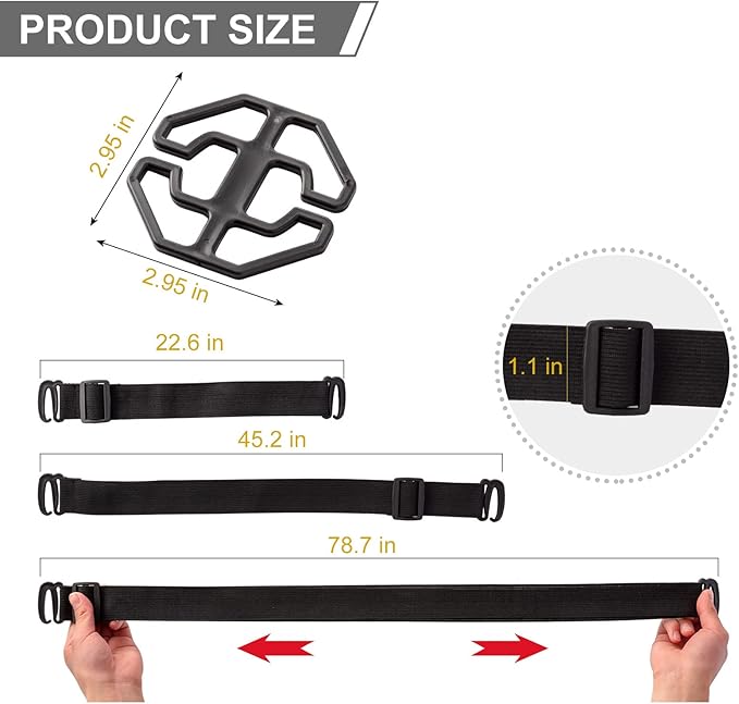 Genina 3 Pack Adjustable Elastic Straps Adjustable Bands for Recliner Sofa Covers 3 Seater Recliner Loveseat Chair Cover, Black