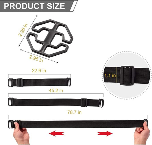 Genina 3 Pack Adjustable Elastic Straps Adjustable Bands for Recliner Sofa Covers 3 Seater Recliner Loveseat Chair Cover, Black