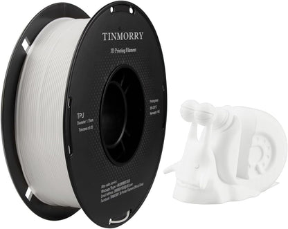 TINMORRY TPU Filament 1.75mm, TPU 95A Flexible 3D Printer Filament with Glossy Finish, Suitable for Most FDM 3D Printers, 1kg Spool (2.2 lbs), White