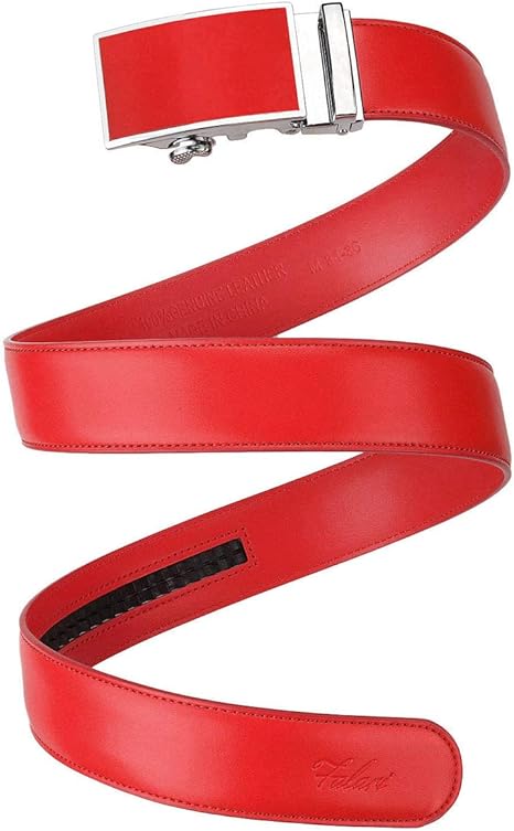 Leather Dress Belt Ratchet Belt Hole less Automatic Buckle Adjustable Size 8001
