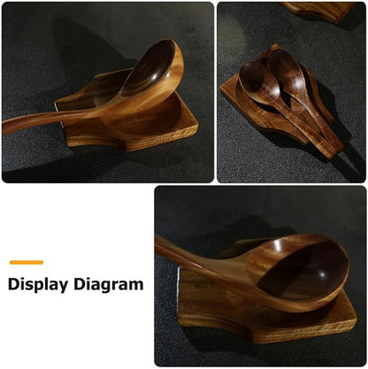 Ipetboom Wood Spoon Holder Premium Smooth Wooden Spoon Rest for Kitchen Countertop Utensil Stand Practical Cooking Accessory for Home Restaurants and Dining