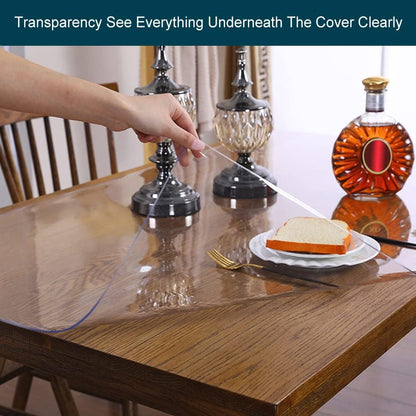 28x48 inch Multi Size Clear Plastic Table Protector 1.5mm Thick PVC Cover Pad Vinyl Protector Easy Clean Waterproof Wipeable Furniture Topper Pad for Dining Living Room Coffee Mat Desk Pad Rectangle