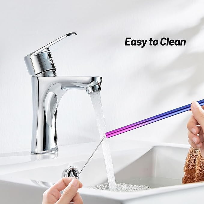 VEHHE Metal Straw Stainless Steel Straws Drinking Reusable Straws 4 Set -10.5" Ultra Long Rainbow Color-Cleaning Brush for 2030 Oz for Yeti RTIC SIC Ozark Trail Tumblers (2 Straight2 Bent1 Brush)