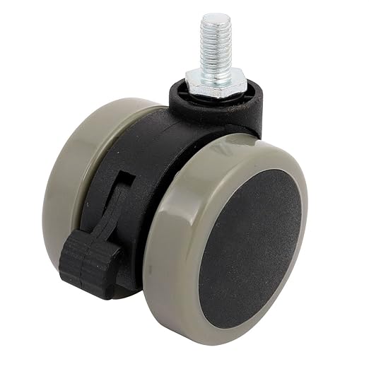 uxcell 2-inch Twin PU Wheel M8 Threaded Stem Connector Brake Swivel Caster 4pcs