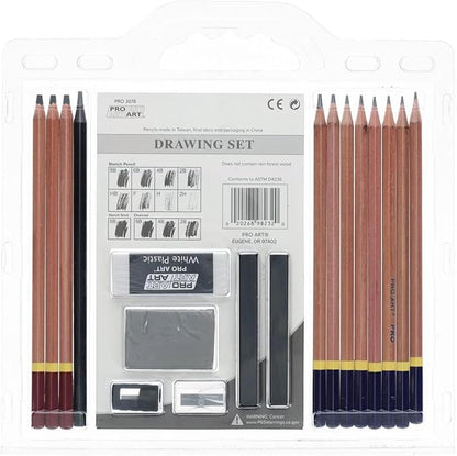 PRO ART - 3078 Pencil Set Sketch  Draw, 9.38" x 9.38" x 0.25", Graphite  Charcoal