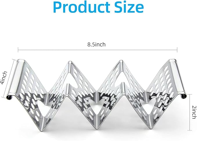 Taco Holders Set of 4, Taco Stand, Stainless Steel Taco Holder, Each Can Hold 3 Tortillas, with Easy-Access Handle, Fits Microwave, Air Fryer and Oven