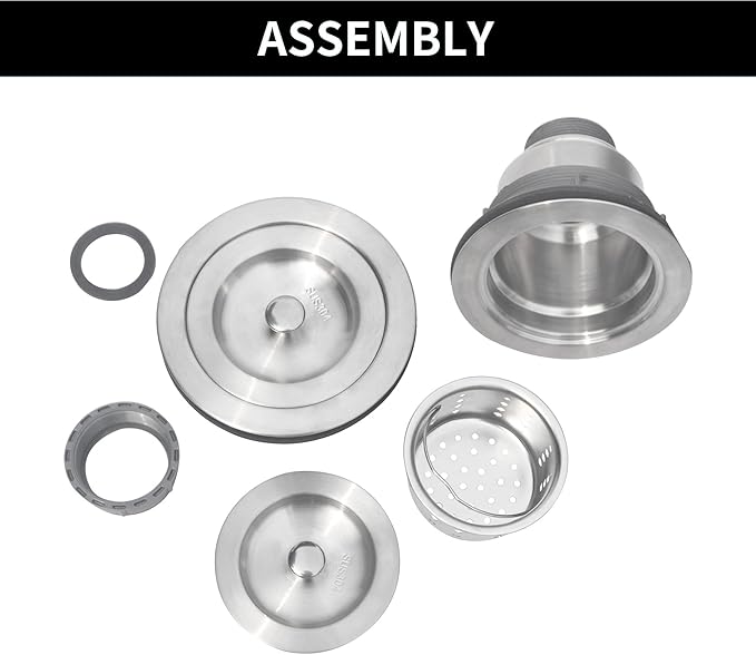 Sink Strainer Kitchen Sink Drain Assembly Kit 3-12 Inch with Kitchen Sink Drain Basket,304 Stainless Steel Sink Stopper  Cover Lid,Stainless Steel Brushed