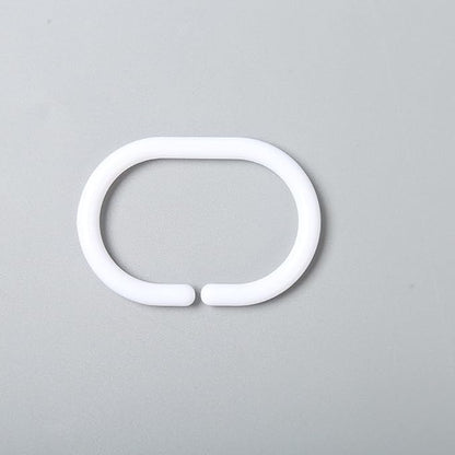 Plastic Shower Curtain Rings,Pack of 12 White Bathroom Shower Hooks Loop Clips Bath Drape Replacement C-Rings Pole and Rail Window Rod (White)