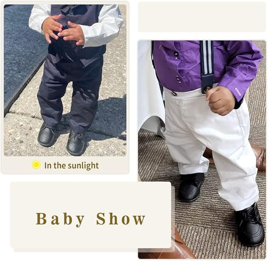 Meckior Infant Baby Boys Girls Classic PU Leather Wedding Loafers Brogue Toddler Oxford Dress Shoes First Steps Walking Flat Lazy Crib Shoe