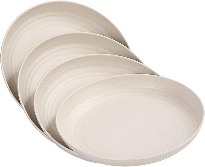 Wheat Straw Plates Unbreakable Dinner Plate 7.8 Inch Reusable Plastic Plate