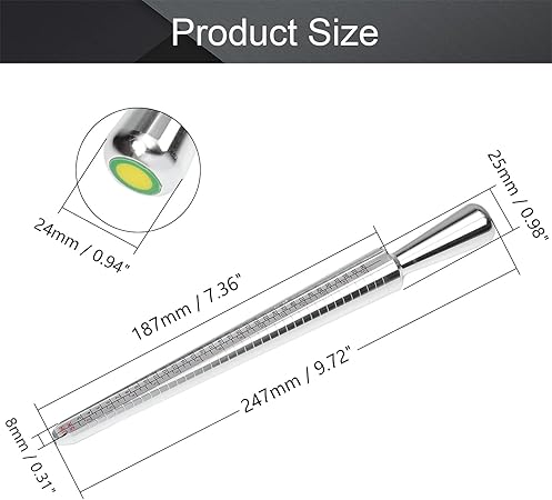 Utoolmart Ring Sizer Measuring Tool, 4 Scales (US, EU, HK and JP) Finger Measuring Stick Ruler Gauge, Aluminum Alloy Ring Measurement Tool, for Man or Women Jewelry Making Measuring