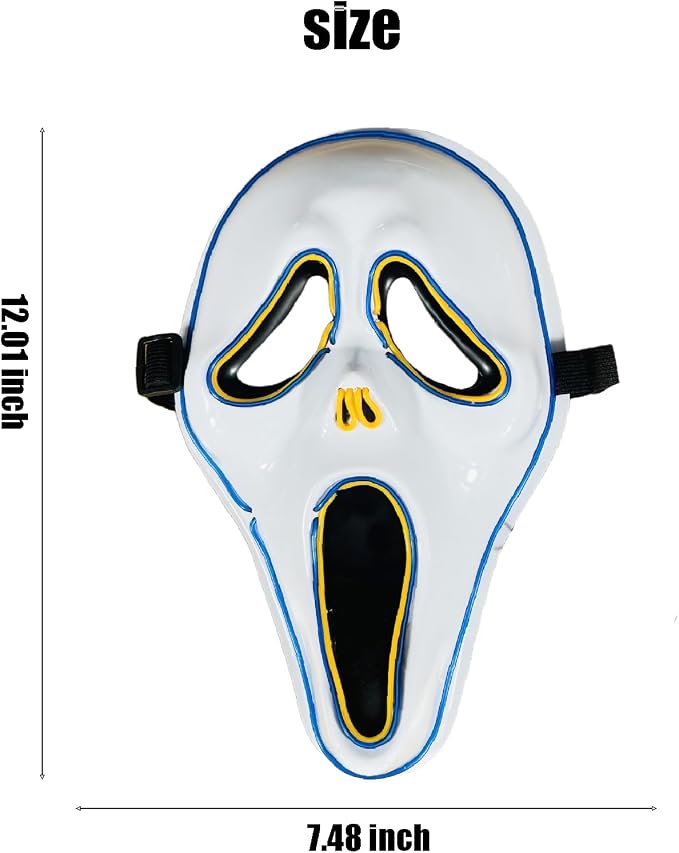 Halloween Purge Scary Led Light Up Glow Mask for Festival Party Gifts, Men Adults Mask - Blue