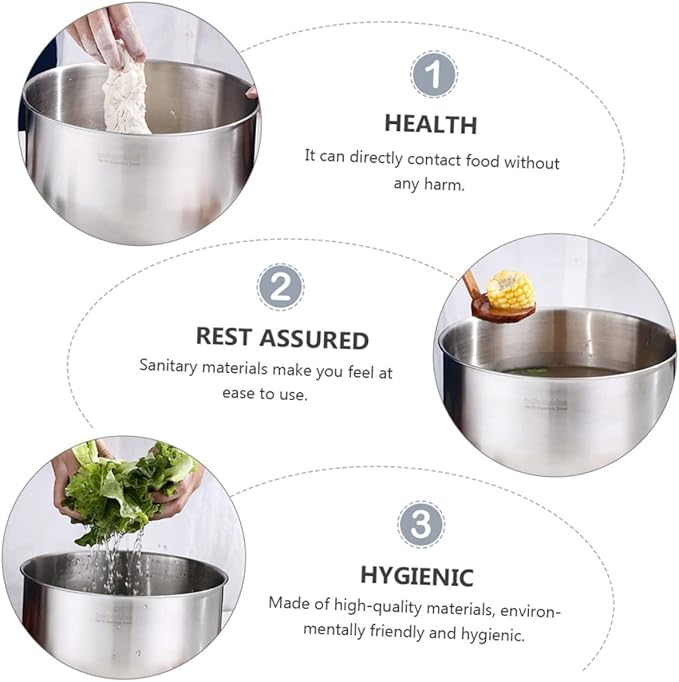 XENITE 1pc Steel Duty Whisking Storage Heavy Scale Supplies Serving Cream Mixing Blender Prep Stainless Deep Pot Grade Tool for Nesting Cooking Deeper Egg Baking Measurement Plates