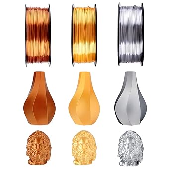 eSUN Silk Metal PLA Filament 1.75mm, Silky Metallic 3D Printer Filament PLA, Dimensional Accuracy - 0.05mm, 1KG Spool (2.2 LBS) 3D Printing Filament for 3D Printers, Silk Gold