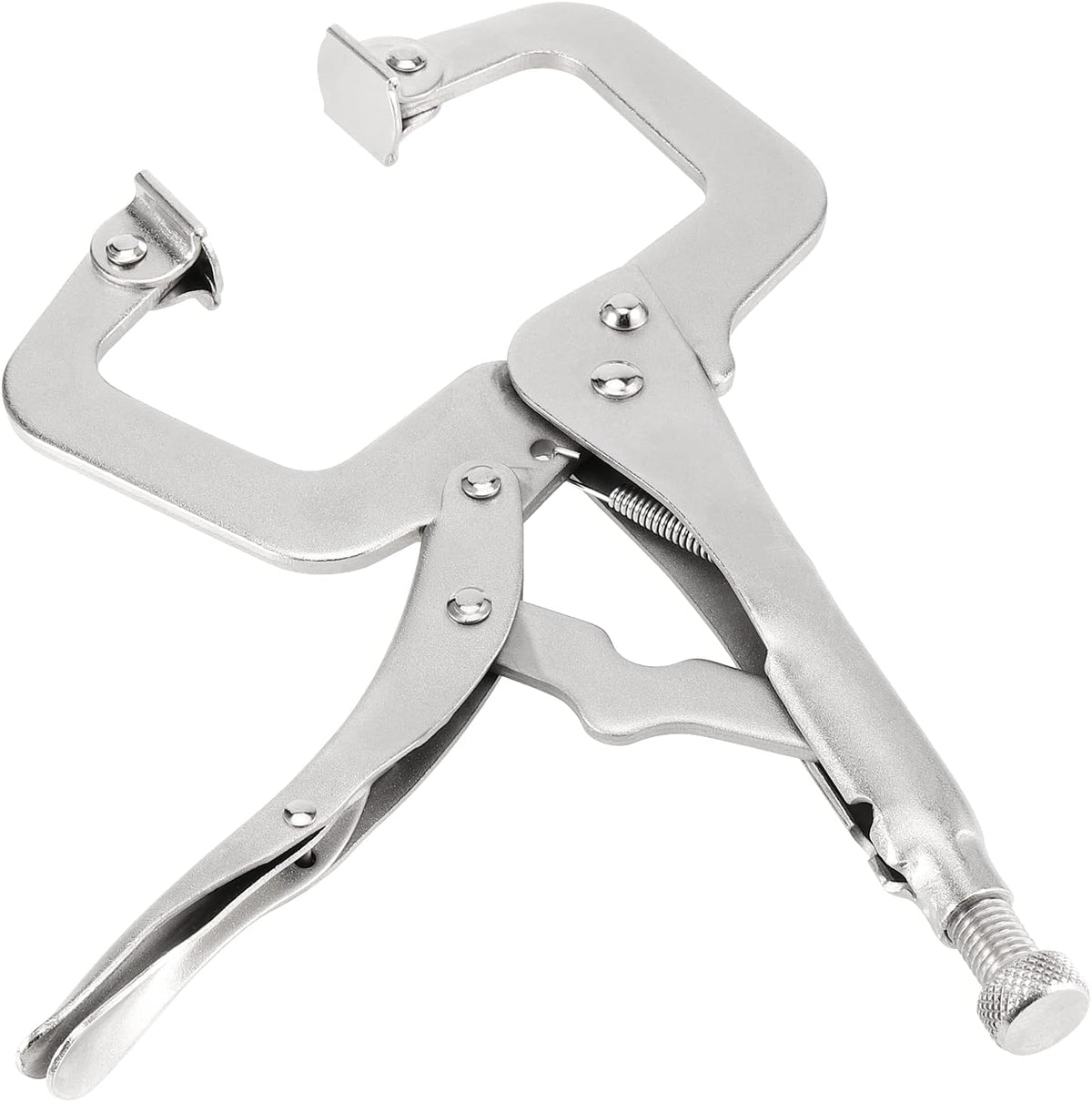 SINJEUN 4 PCS 11 Inch C Camp Locking Plier, Heavy Duty Locking Pliers With Swivel Pads, Welding Vise Grip Pliers for Woodworking, 3.15 Inch Wide Opening Jaw (Has Slight Scratches)