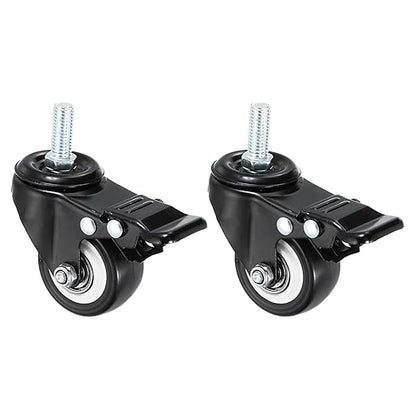 PATIKIL 2 Inch Stem Casters, 2 Pack PU Threaded Stem Caster Wheel with Brake 360 Degree Rotation M10 x 25mm for Rolling Cart Cart Wheels Furniture Replacement