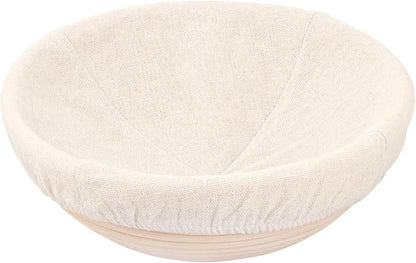 Kitchen Master Bread Proofing Basket Ai Round Willow 9 inch Banneton Brotform Baking Supplies for Beginners  Professional Bakers Ai Non-Stick Dough Proving Handmade Bowl with Linen Liner Covers