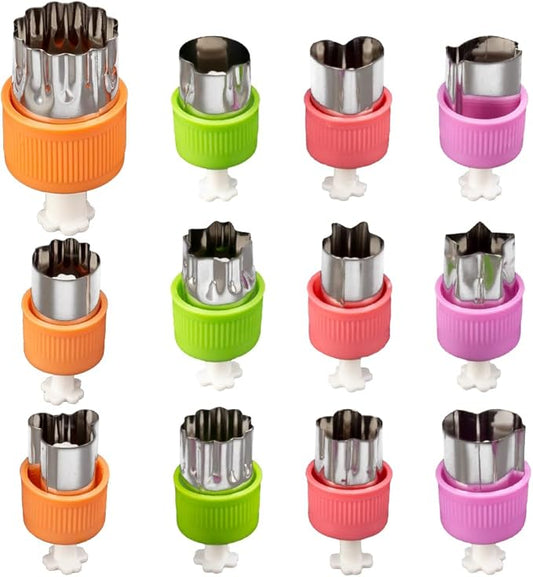 Vegetable Cutter Shapes Set, 12 Pcs Mini Cookie Cutters, Stainless Steel Press-type Fruit Cutter Cookie Pastry Stamps Mold for Kids Baking, Small Food Cutters Supplement Tools Accessories for Toddlers