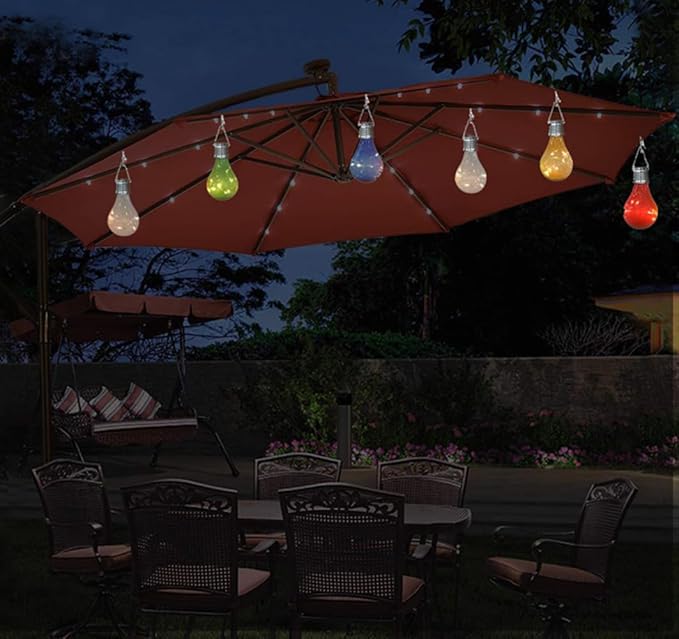 Solar Hanging Camping Lights Garden Yard Pathway Waterproof LED Light Bulb (Red)