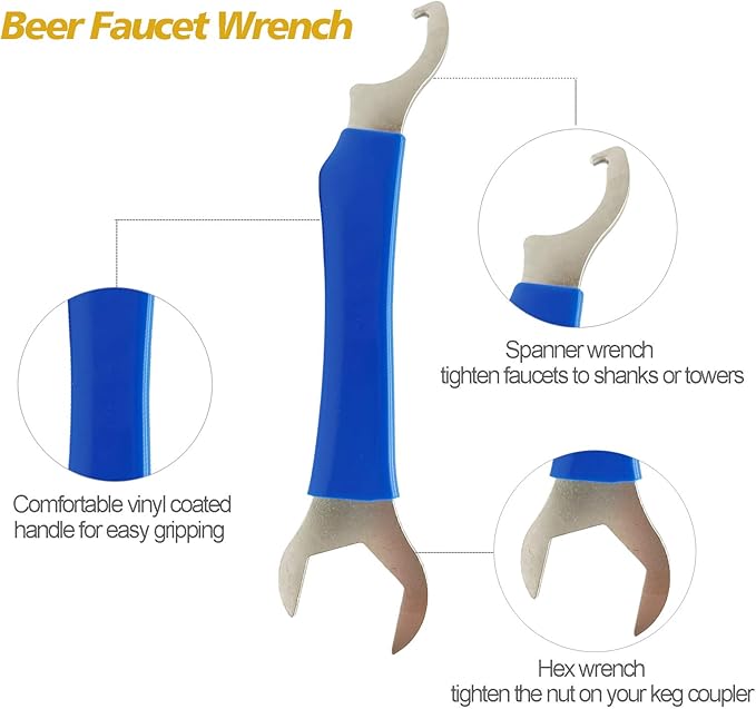 Beer Faucet Wrench Heavy Duty Beer Tap Faucet Wrench for Draft with Hex Nut Keg Spanner for Draft Coupler Kegerator